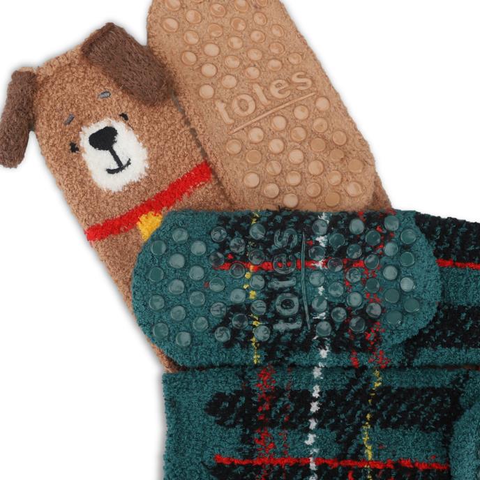 totes toasties® Boys Super Soft Slipper Socks (Twin Pack) Dog Extra Image 3